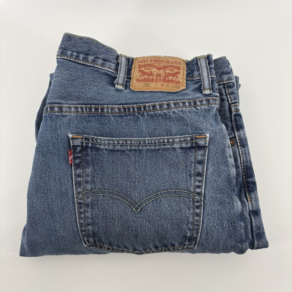 Levis 505 Regular Fit Jeans Mens 42x32 (Fits 40x30.5) Blue Denim Straight Leg